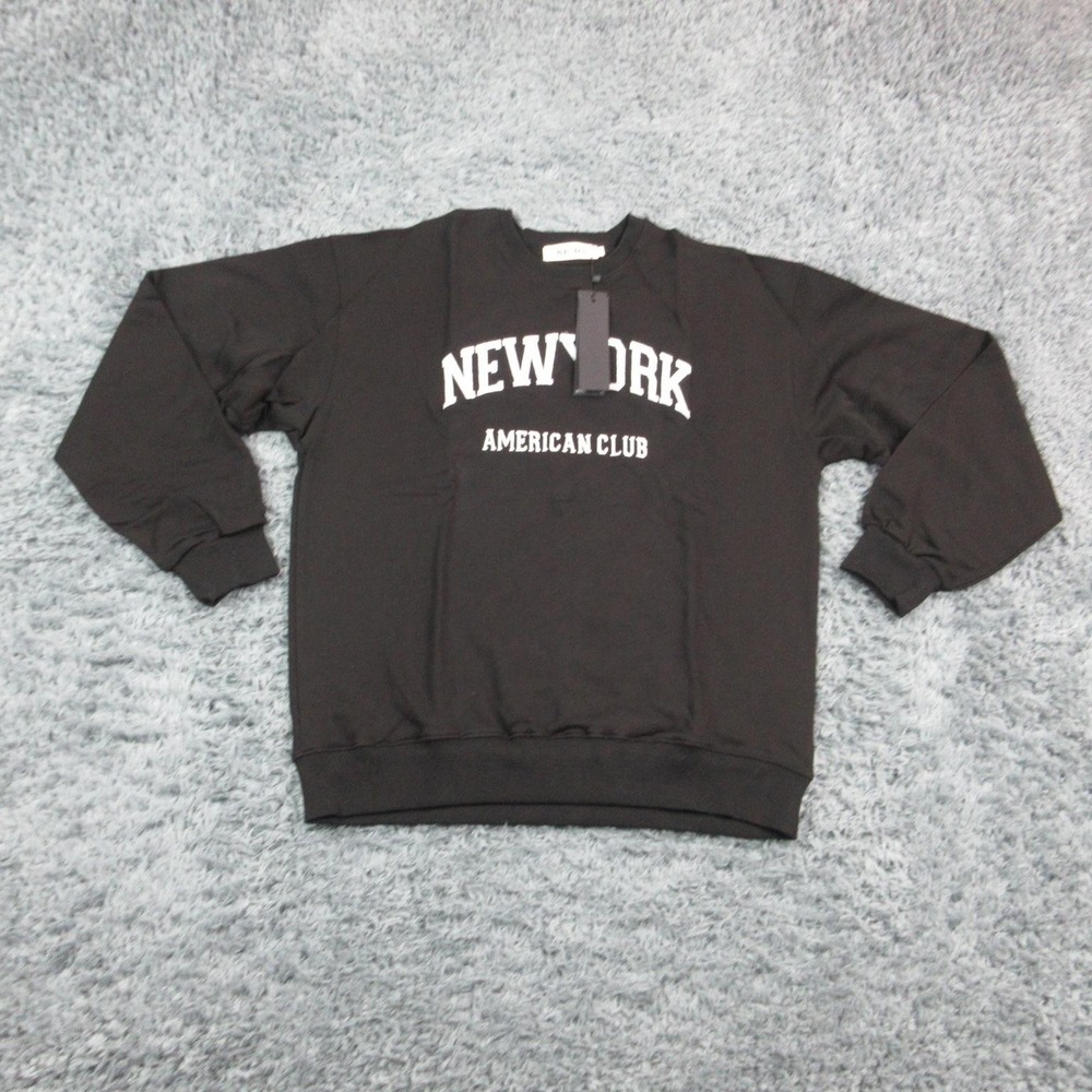 REALTAKAI Sweatshirt Mens XL Black New York American Club Pullover Graphic NWT